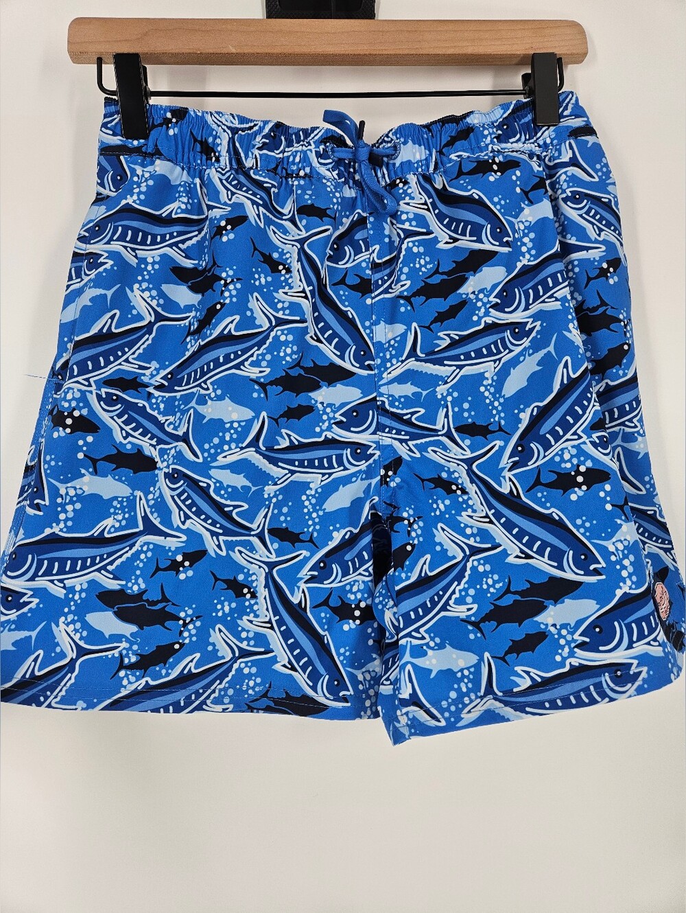 Vineyard Vines Boys' Blue Printed Chappy Swim Trunks In Tide Blue Fishing